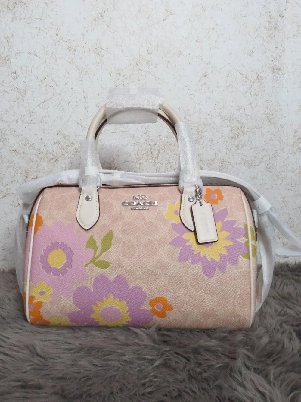 Coach Rowan Satchel with Floral Print (Sand) - NWT (CBG72)
